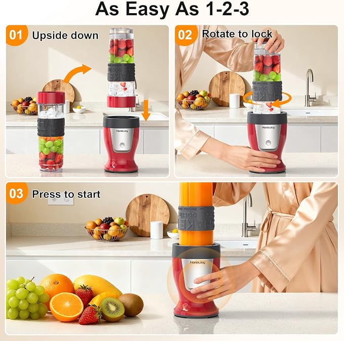Personal Blender, 650W Smoothie Blenders for Shakes and Smoothies with Grinder Cup & 2 BPA-Free Portable Cups (20oz+14oz), Blenders for Juices, Smoothies Maker for Kitchen, Dark Red