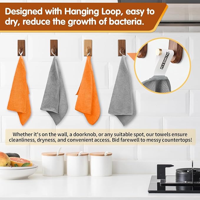 Microfiber Cleaning Cloth -Pack of 24, Highly Absorbent Cleaning Rags(Grey&Orange), 16"X12" All Purpose Cleaning Towels for Housekeeping, Kitchen, Car, Reusable Microfiber Towels