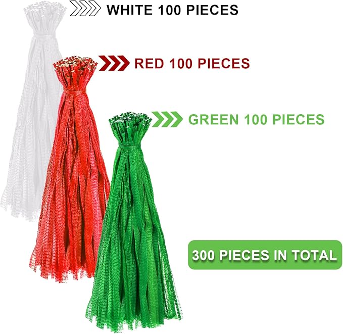 Frcctre 300 Pack Plastic Mesh Bags, Reusable 23 Inch Nylon Produce Grocery Toy Fruit Vegetable Onion Storage Mesh Bags, Seafood Shellfish Crab Boil Cooking Bag Packaging Supplies Net