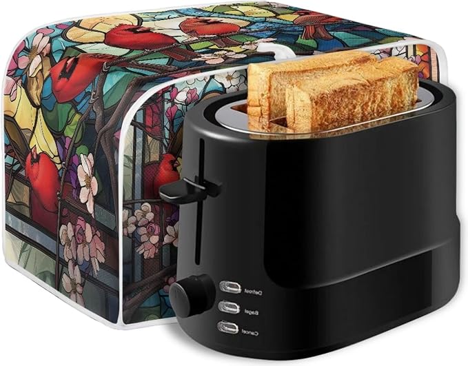 Cardinal Printed Toaster Cover Peach Blossom Toaster Dust Covers 4 Slice Bread Maker Cover Dustproof, Waterproof Kitchen Small Appliance Protector