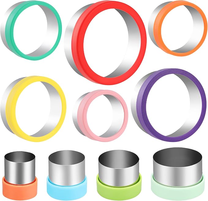 laxizar 10 Pcs Round Cookie Cutters Set Stainless Steel Biscuit Cutter