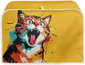 Ginger Cat Print 4 Slice Toaster Cover Anti Fingerprint Toaster Oven Dust Cover Washable Small Kitchen Appliance Dust Covers, Kitchen Decorations, Yellow
