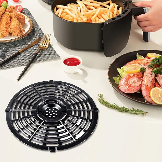 Air Fryer Grill Pan for Power XL 5QT Air fryer, 8.7'' 5QT Round Non-Stick Replacement Tray Rack Parts Accessories Crisper Plate Grill Plate, Dishwasher Safe