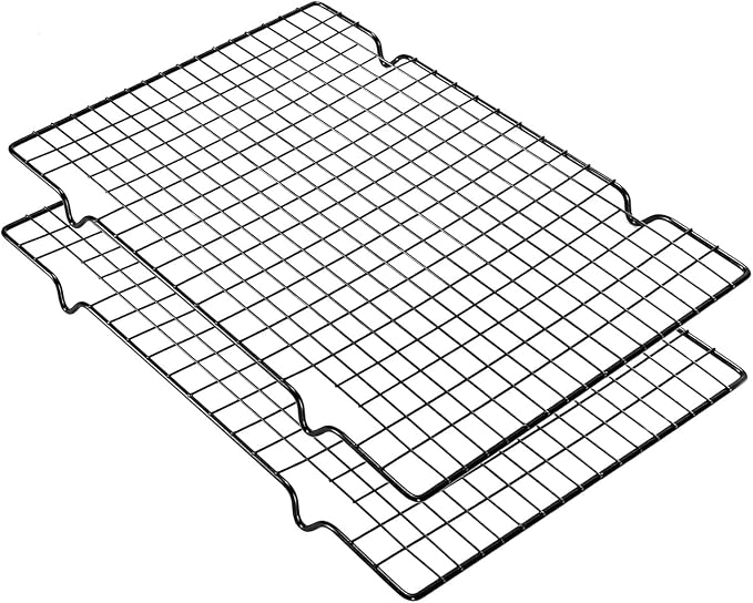 2 Pack Cooling Rack for Baking Cooking, 16" x 10" Squares Wire Racks | Small, Squares Grids, Oven Safe Cookie Cooling Rack, Roasting, Grilling, Drying
