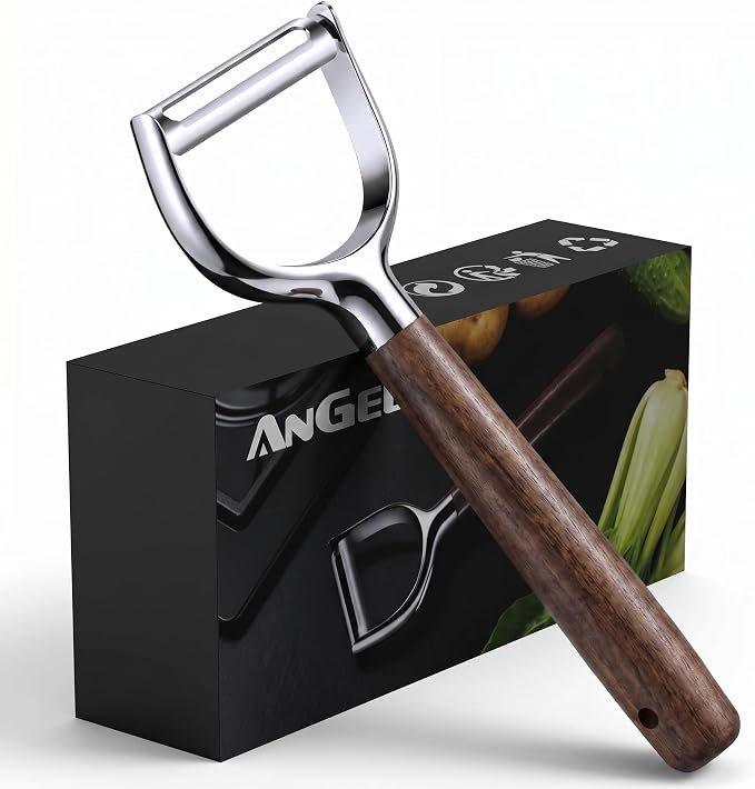 Premium Vegetable Peeler, Stainless Steel Potato Peeler with Ergonomic Wood Handle, Sharp Veggie Peeler for Potatoes, Carrots, Fruits & Cabbage, Professional Peeler for Kitchen (Y Shape)