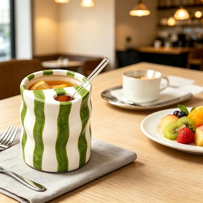 Espresso Cups Ceramic Coffee Mug Series European Striped Dot Coffee Cup And Saucer Mug Cake Plate Afternoon Tea Set Tea Cup And Saucer (Green 3)