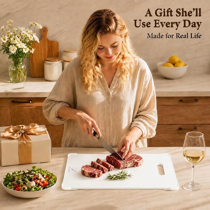 16x12 White Tempered Glass cutting boards for kitchen dishwasher safe | Non-Slip Corner Guards,Shatter-Resistant,Scratch-Resistant,Food-Safe & Non-Toxic,large cutting board