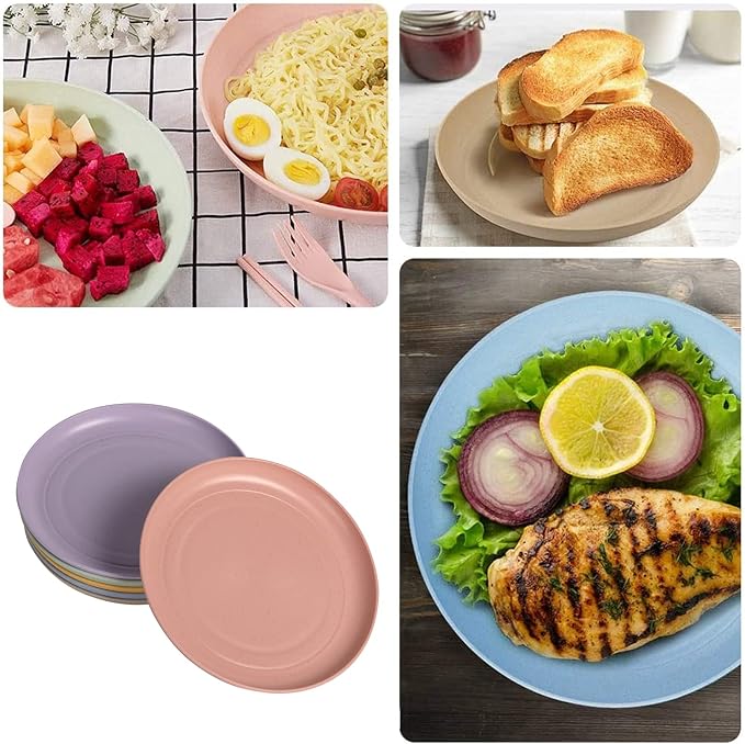 CAMBUY Wheat Straw Plates 6 Pack 5.9 Inch Small Appetizer Plate Set | Unbreakable Lightweight Reusable Dishwasher & Microwave Safe Daily Use Dinner Dishes for Kitchen Outdoor Camping