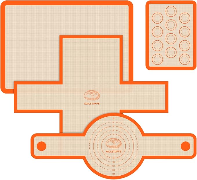 Silicone Baking Mat Set, Non-Stick, Food Safe Silicone Mats for Baking, Reusable Oven Sheet for Making Cookies, Macaroons, Bread