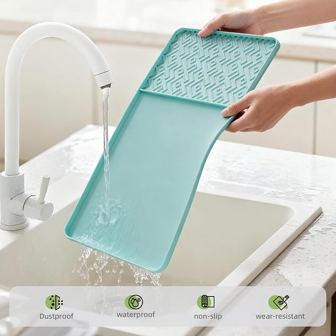 Silicone Coffee Mat with Raised Edges 19" x 12" – Waterproof Countertop Mat, Coffee Maker Pad, Espresso Machine Mat, Heat Resistant Dish Drying Mat