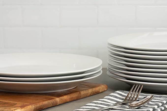 10 Strawberry Street 10.5" Catering Round Dinner Plate, Set of 12 , White