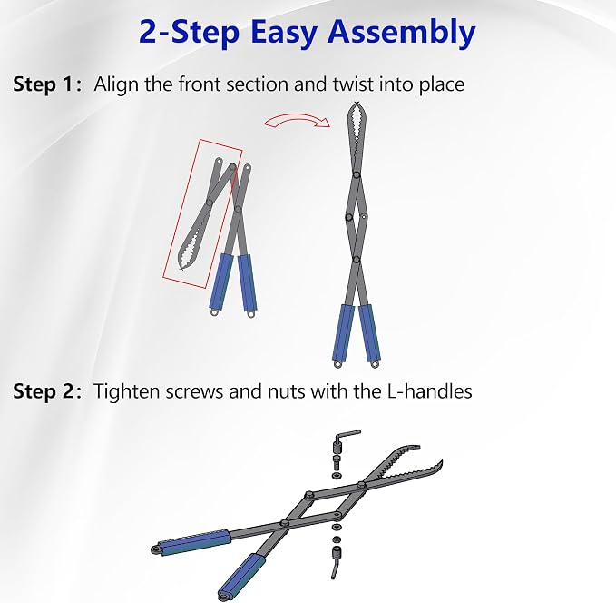 Firewood Tongs 28in Heavy Duty Solid Steel | Grizzly Grabber, Fire Tongs for Fire Pit, Bonfire Campfire, Outdoor Indoor Log Grabber, Rustproof, Safely Moves Firewood