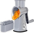SUSTEAS Rotary Cheese Grater 5 Blades,Kitchen Mandoline Vegetable Slicer | Gray, Easy to Clean, Strong Suction Base, 5 Blades Storage Box, Round Mandoline Slicer & Food Chopper for Salad