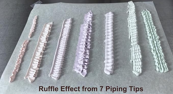 Ruffle Piping Tips for Cake Decorating, 7 Ruffle Icing Pastry Skirt Tips