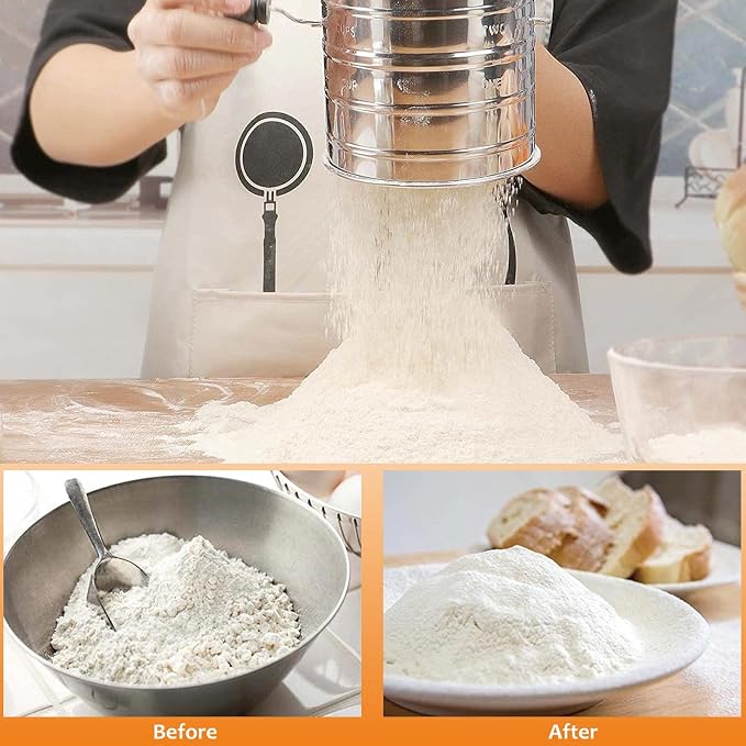 HULISEN 5-Pc Biscuit Cutters, Flour Sifter, Pastry Scraper, Dough Blender | Stainless Steel, Dishwasher Safe, Etched inch/cm Markings, Gift Package, Ergonomic Rubber Grip, Professional Baking Tools