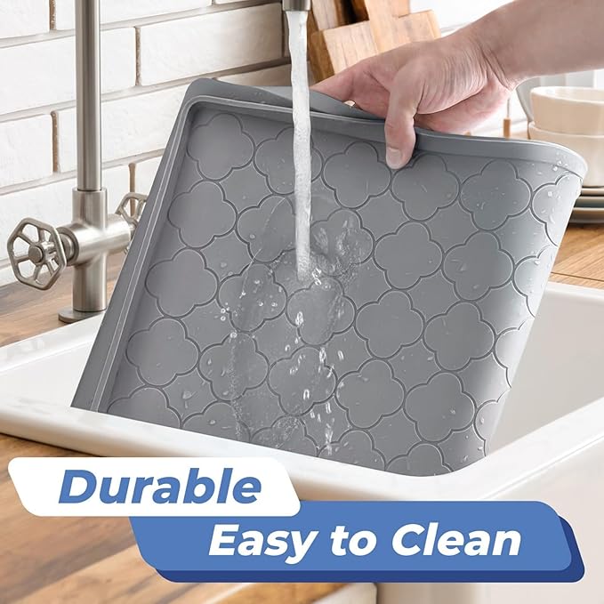 Jin&Bao Under Sink Mat 37" x 19" Waterproof Silicone Cabinet Kitchen Liner | Silicone under kitchen sink mat,cabinet protector,bathroom shelf liner,raised edge,anti-slip,easy to clean & dishwasher safe