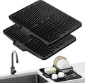 Silicone Dish Drying Mat for Kitchen counter | 15.8"x13" Dish Drainer Mat, Heat-Resistant Kitchen Counter Mat & Over-Sink Drying Tray, Can Be Hung, Ivory