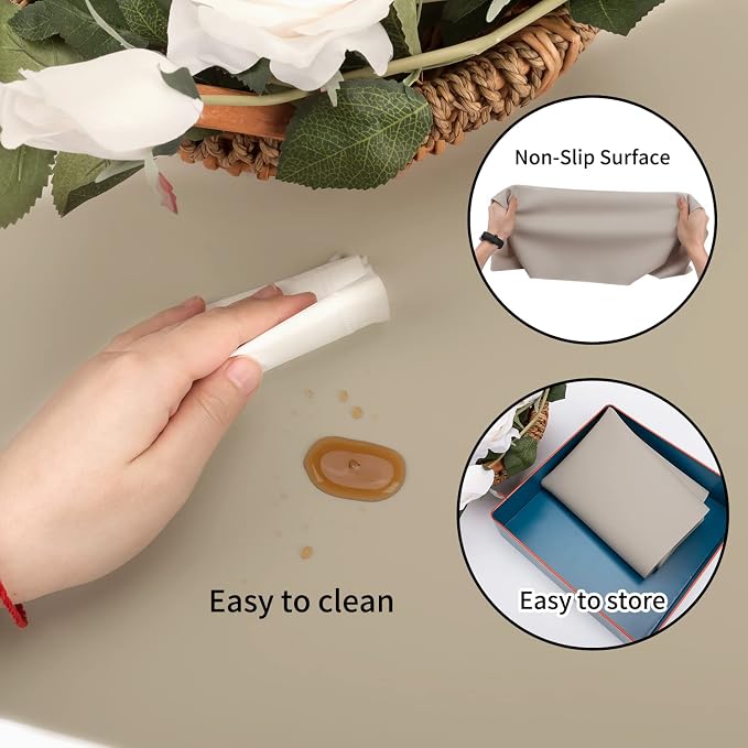 Extra Large Silicone Mat, Kitchen Counter Mat Placemats for Kids Silicone Mats for Countertop, Nonstick Silicone Table Mat for Pastry Crafts Baking Heat-Resistant Silicone Pad, 27.6'' x 19.7'' 1 Pack