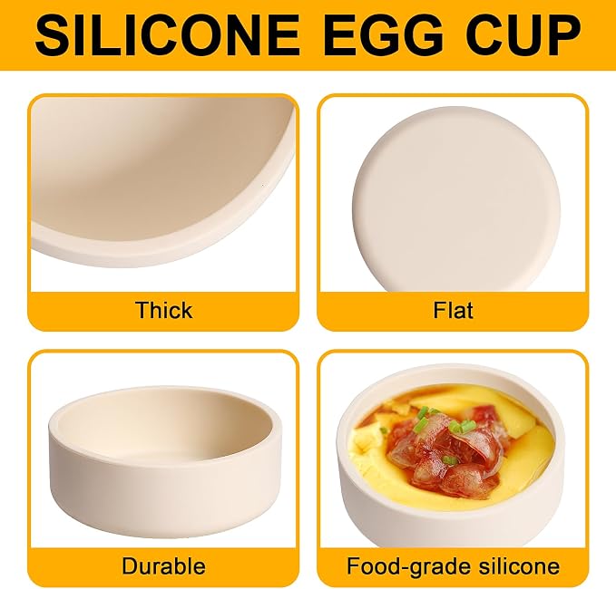 6 Pack Silicone Air Fryer Egg Pan Individual Microwave Egg Cooker Eggwich Egg Bites Molds for Oven Microwave - White