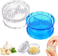 2PCS Manual Garlic Twister and Ginger Mincer Tool, Manual Garlic Twister and Mincer, Garlic Crusher, Garlic Grinder, Compact Garlic Mincer Tool, Ginger, Herbs (White + Blue)