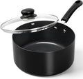 MICHELANGELO Nonstick Saucepan with Lid, Ceramic Sauce Pan Sets, Easy to Clean Sauce Pans, Multi-Purpose Cooking Pots, 3QT, Black