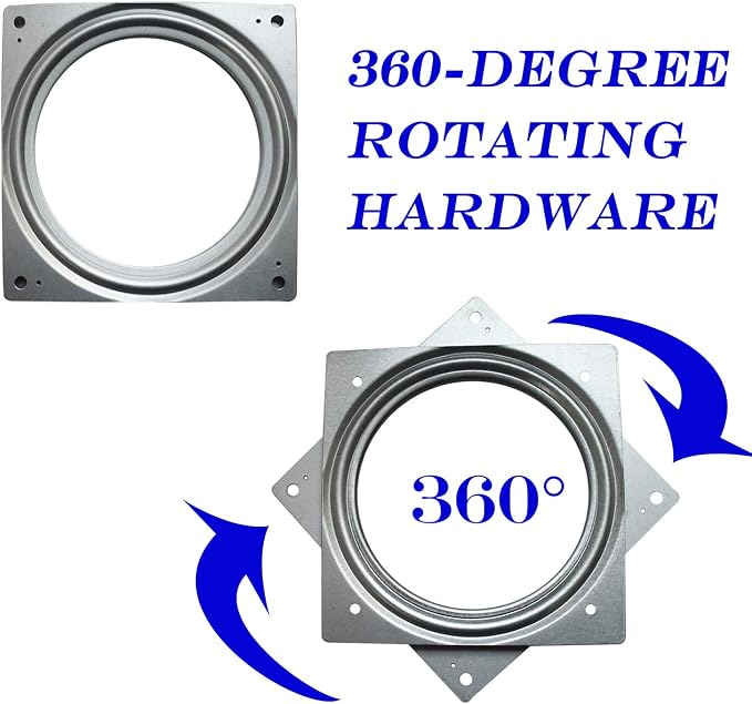 10Pack 6Inch Lazy Susan Hardware Square Rotating Bearing Plate Turntable | Lazy Susan Hardware Base for Serving Trays Kitchen Storage Racks Craft Table Zinc Plated Steel Swivel Plate 500lbs Capacity