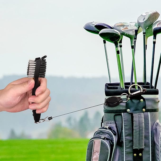 2 Pack Golf Towels with Club Brush, Microfiber Waffle Cleaning Set | Waffle pattern microfiber for strong water absorption, cleans clubs & balls, 2 towels + 1 brush, ideal for golfers