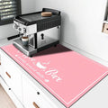 CooRug Fashion Coffee Mat, Dish Drying Mat 17" x 32" Pink | Hide Stain, Absorbent, Coffee Bar Accessories, Heat Resistant, Non-slip, Eco-friendly, Easy to Clean