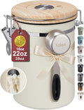 Veken Coffee Canister with Window, Airtight Stainless Steel Container, 22OZ | Gifts For Women, Kitchen Food Storage for Beans,Ground,Espresso,Rice,Tea,Sugar,Cereal,Bar Accessories,Lids,Jars, Scoop, Cream