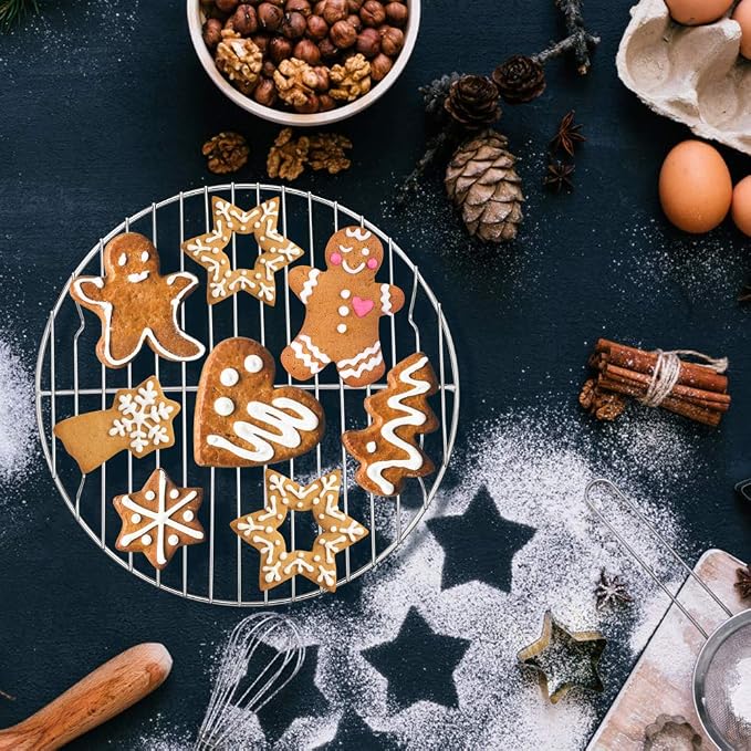 E-far 7½ Inch Steaming Cooking Racks, Stainless Steel Round Baking Cooling Rack Set of 2, Multi-Purpose for Canning Air Fryer Pressure Cooker, Dishwasher Safe
