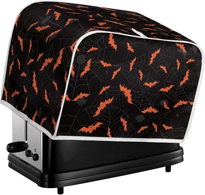 Halloween Spider Web Bats Toaster Cover - Dustproof & Waterproof 4 Slice Small Appliance Cover