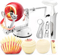 Apple Peeler Corer, 5 In 1 Apple Peeler Slicer Corer with Stainless Steel Blades and Powerful Suction Base for Apples and Potatoes(white)