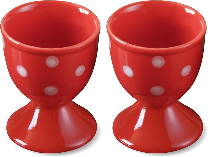 Cinf Ceramic Egg Cups, Set of 2, Red Boiled Egg Holders for Breakfast | Set of 2 ceramic egg cups, vibrant red design, easy to clean, ideal for boiled eggs, breakfast serving tables