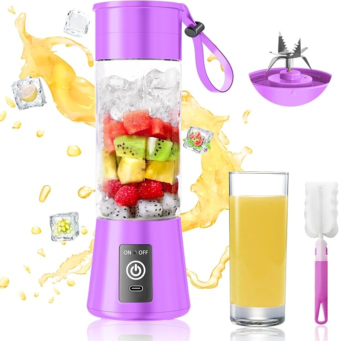 2026 New Portable Smoothies Blender - 13 Oz Personal Travel Blender | Small Blender with 6 Blades & 380ML Cup BPA Free, High Blending Speed Suit for Making Fresh Juice in Travel Sports