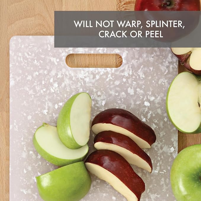 Dexas Classic Jelli Cutting Board with Handle, 9 by 15 inches, White Granite Pattern