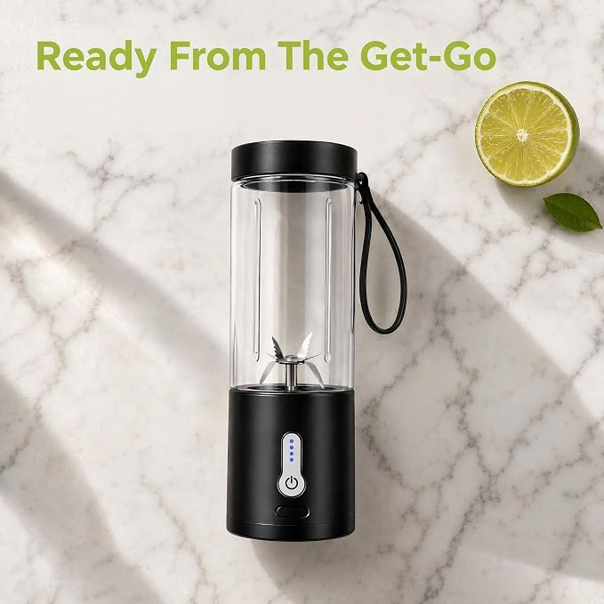 530ML Powerful Portable Blender for Smoothies Shakes USB Type-C Rechargeable Food Processor Fruit Mixer Machine Mini Juicer Blender Cup