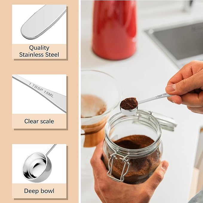 1PCS 1TBSP(15ML) Measuring Spoon, 18/8(304) Stainless Steel Tablespoon | Precise, Food-Grade, ‌Rust-Free, Sturdy & Durable, Dishwasher-Safe