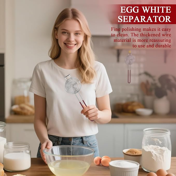 Stainless Steel Egg Separator,Egg Yolk & White Separator Tool with Long Handle,Sifting Filter Egg Divider,Kitchen Gadget for Baking Cooking