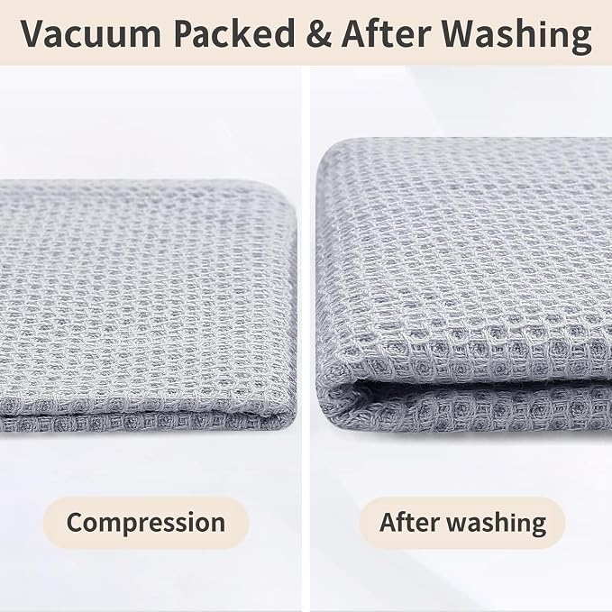 Homaxy 8 Pack 100% Cotton Kitchen Towels and Dishcloths Set, Light Gray | 12 x 12 Inches and 13 x 28 Inches Kitchen Towels Set, Ultra Soft Absorbent Dish Cloths for Washing Dishes