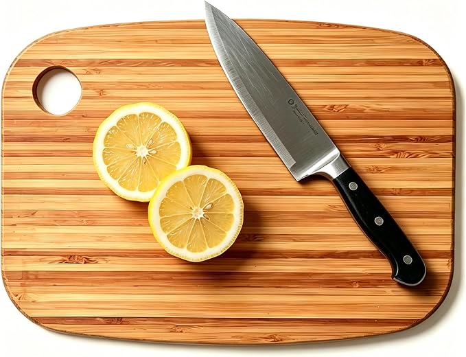 Small Bamboo Cutting Boards for Kitchen with Hanging | Medium Bamboo Cutting Board for Vegetables, Fruit, Bread, Meat, Cheese, Charcuterie - BPA Free, 10" x 8"
