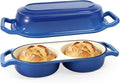 2026 Premium Double Enameled Cast Iron Dutch Oven for Sourdough Bread Baking – 2-in-1 Bread Baker with Lid, Dual Mini Loaf Pan, 500°F Oven Safe, Even Heating for Artisan Bread, Nonstick Enamel