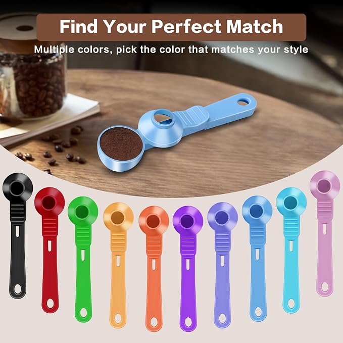 2-in-1 Coffee Scoop with Funnel, 2 Tbsp Measuring Spoon for Reusable K Cups, Ground Coffee, Protein Powder & Tea, Mess-Free Plastic Design（Light Biue-2pack）