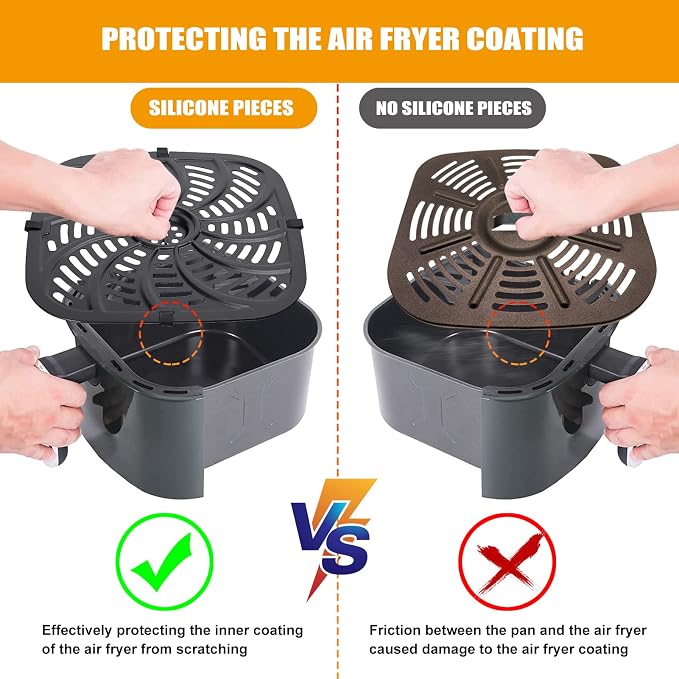 Air Fryer Grill Pan for Chefman Easy View 8 Qt TurboFry 8 Qt 4-in-1 Air Fryer,Food Grade Air fryer Accessories Replacement Tray Rack Parts Grill Crisper Plate with Rubber Bumpers, Dishwasher Safe
