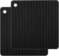 Silicone Non-Slip, Heat Resistant & Water-Trapping Trivet Mats for Hot Pots & Pans & Dishes & Cookware, Multipurpose Kitchen Table Coaster, 7.1 Inch, 2 Pcs, Black