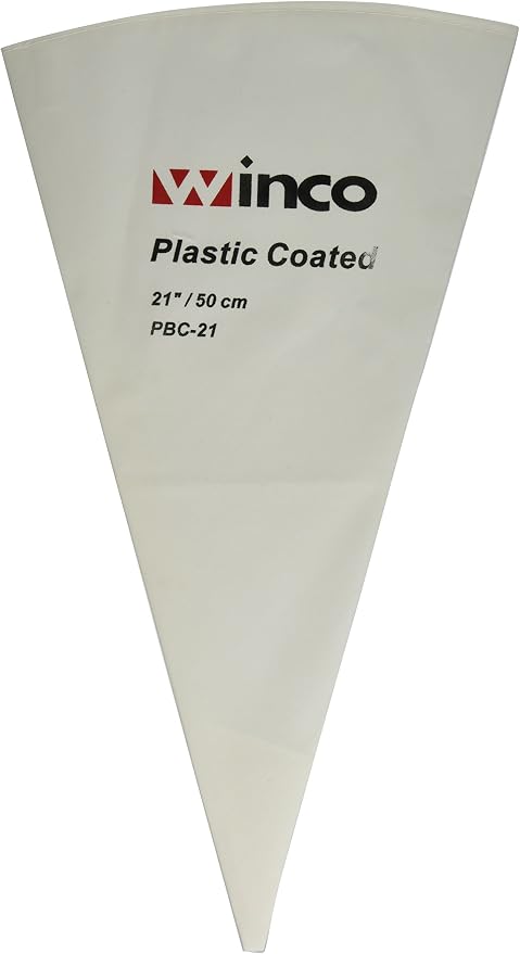 Winco Pastry Bag Cotton with Plastic Coating, 21-Inch,White,Medium | Great for Icing, Frosting, Pastries and Cake Decorating