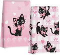 2 Pcs Pink Bow Cat Kitchen Towels 24x14 Inch, Cats Gifts Reuse Hand Towel | Cats Absorbent Waffle Dish Towels for Drying Dishes Kitchen Home Decor, Cat Lover Gifts for Women Mom