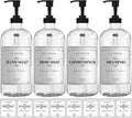 Clear Glass Soap Dispenser with Pump, 16 oz | Clear Glass, Soap Dispenser Pump, Bathroom and Kitchen Sink use,12 Waterproof Labels (pack of 4)
