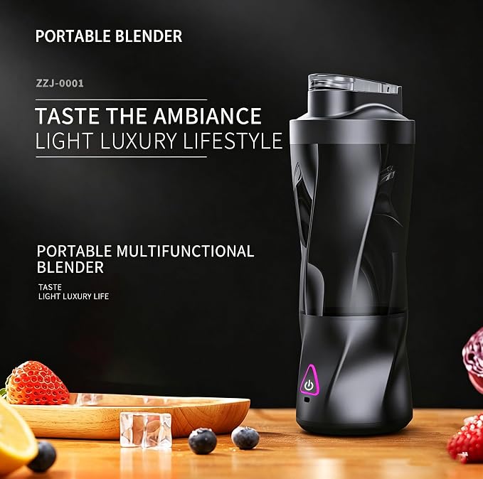 Portable Juicer Blender, Food Grade Tritan with BPA Free 6 Stainless Steel Blades, USB Power Source Rechargeable Household Mini Electric Portable Juicer with Auto Self-cleaning function.