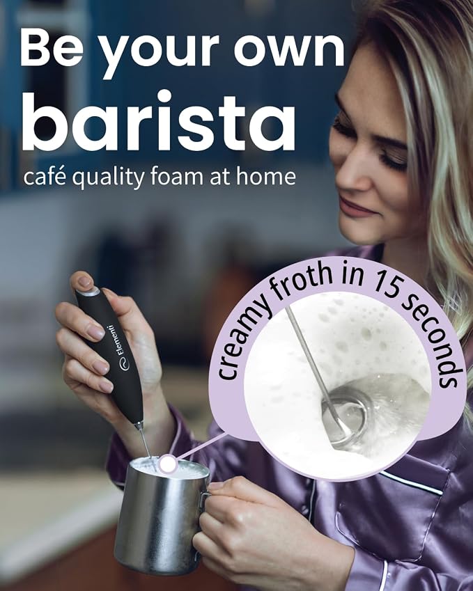 Elementi Milk Frother Wand - Powerful Hand Frother for Coffee - Handheld Electric Whisk, Milk Foamer, Mini Whisk & Coffee Blender for Frappe, Lattes, and Matcha (Mint Green)