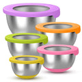 KITEISCAT Stainless Steel Mixing Bowls with Lids – Set of 5 Large Nesting Metal Bowls for Kitchen, Baking, Cooking, Food Prep & Storage, Non-Slip Base, Dishwasher Safe, Multicolor